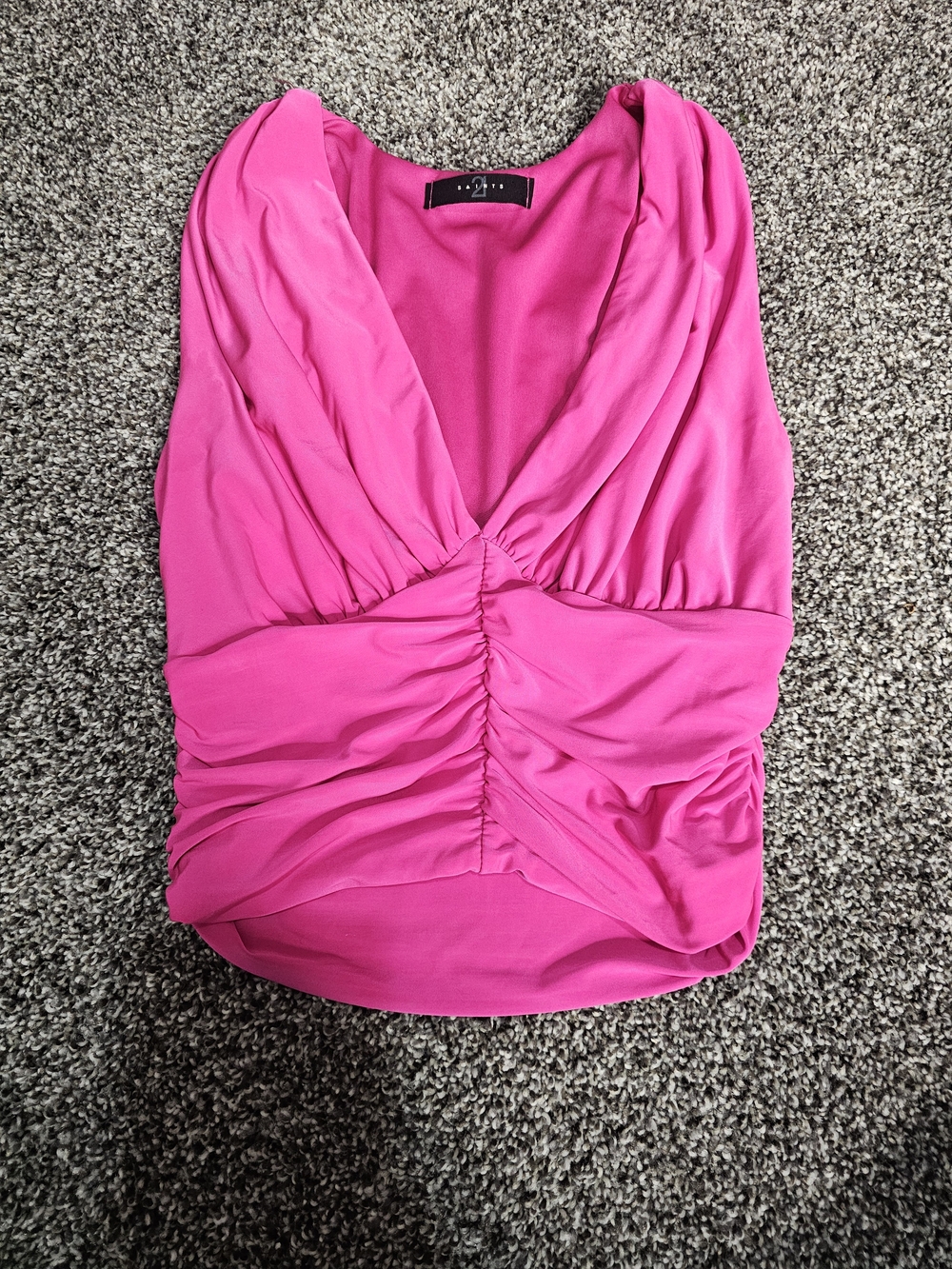 21 Saints Hot Pink Ruched V-Neck Women’s Top Club, Party, Going Out Top